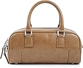 Goinsound Mini Barrel Top Handle Bag for Women, Vegan Leather Crossbody Satchel with Adjustable Strap, Trendy Handbag