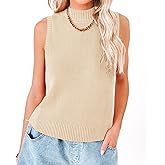 Rilista Women Summer Knit Tank Tops Sleeveless Turtleneck Cami Shirts Ribbed Mock Neck Pullover Sweater Vests