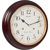 SEIKO QXH202ZLH Alder Wood Wall Clock with Dual Quarter Hour Chimes, Brown, 12 Inch