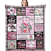 Flamingo Gifts for Women Throw Blanket, Funny Pink Tropical Flamingo Design Soft Cozy Fuzzy Flannel Blanket, Animal Lover Gift for Girls Friends Mom (50" x 60")
