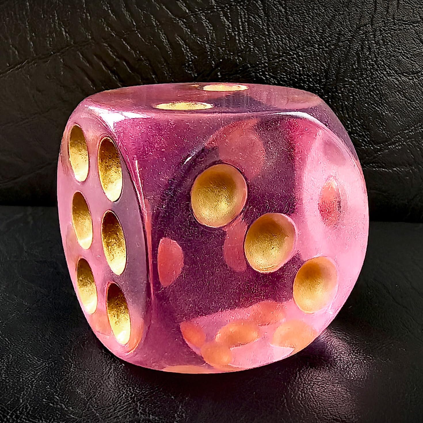 Solid Acrylic 40MM Jumbo DND D6 Dice With Pips - Large Moonstone Pink, 6 Sided Big Playing Party Dice — image 1