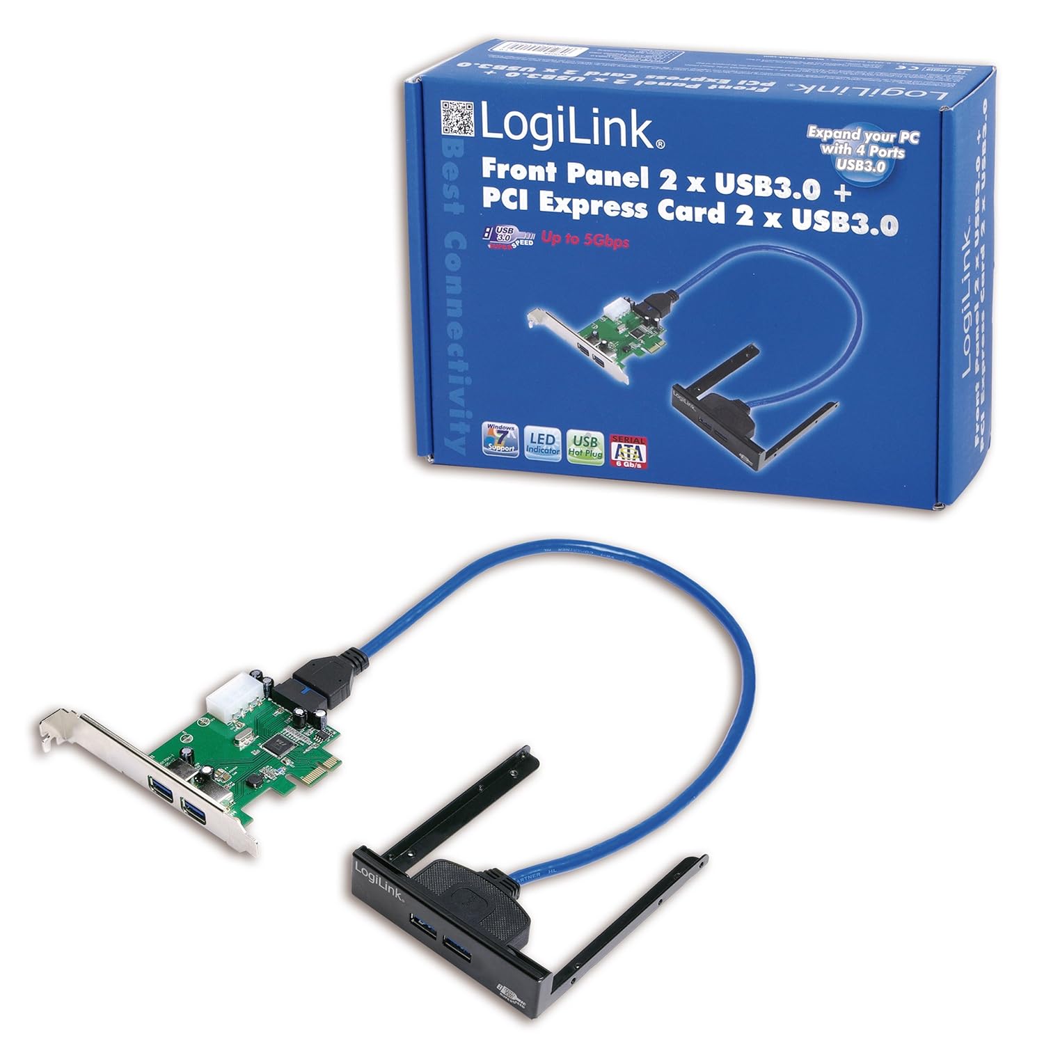 LogiLink PC0058 Adaptateur USB 3.0 4 Ports PCI Express HighTech