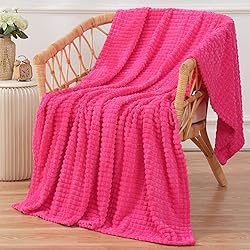 Puncuntex Flannel Fleece Throw Blanket Hot Pink