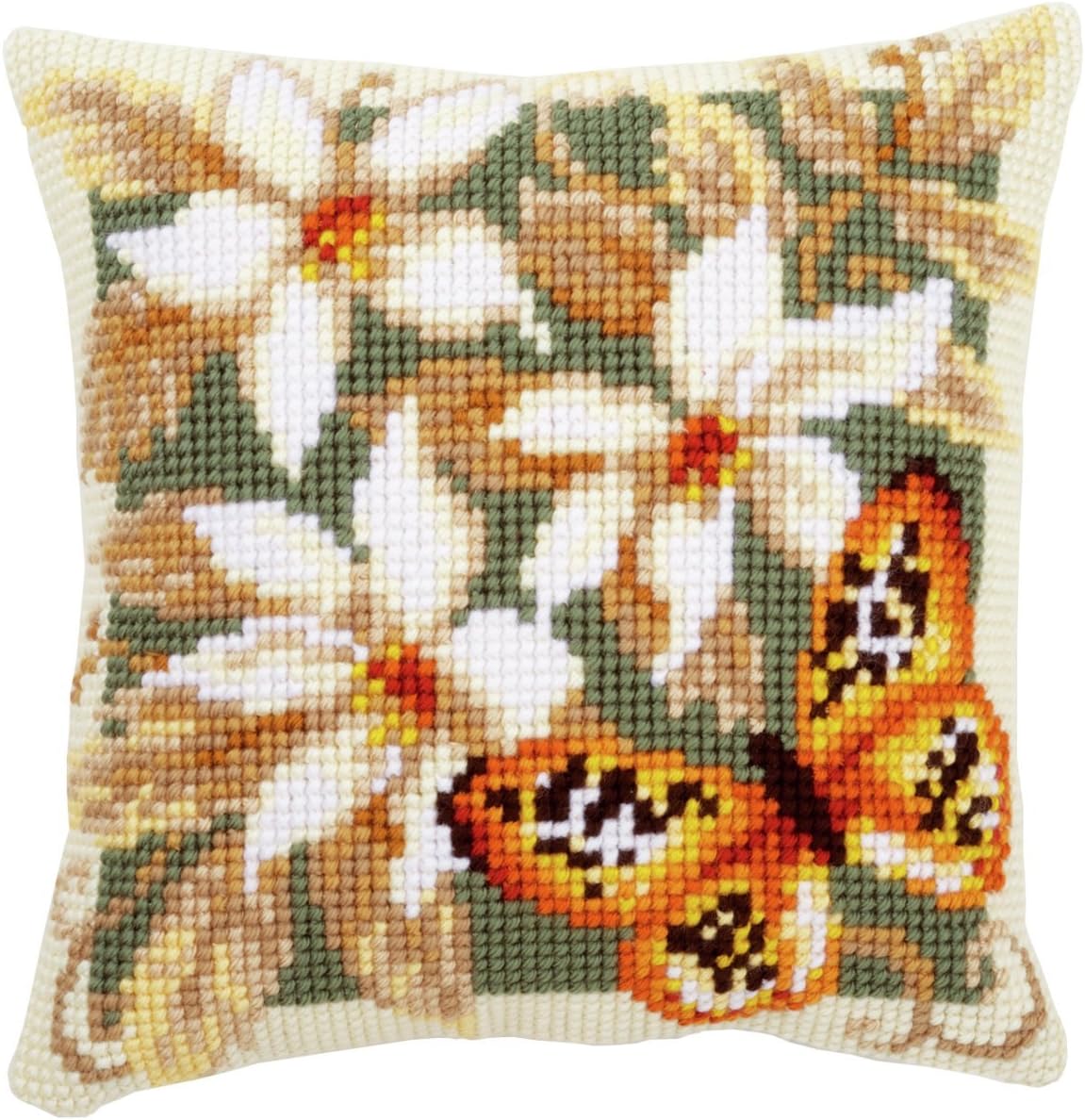 Vervaco Orange Butterfly Cross Stitch Cushion, Multi-Colour