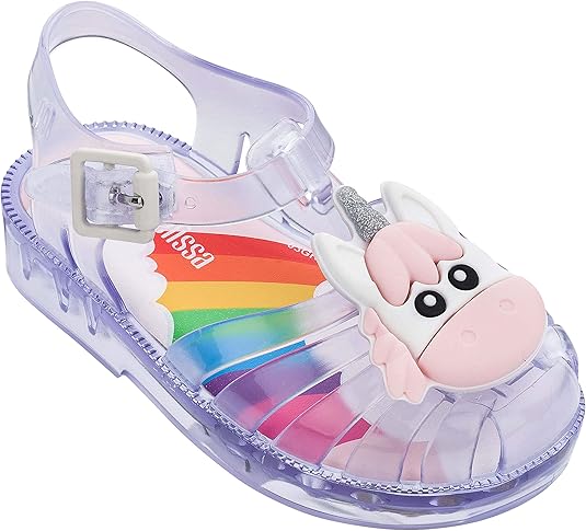 Amazon.com | Mini Melissa Possession Unicorn Bb Clear Kids Girls Strappy Sandal Size 10M | Sandals