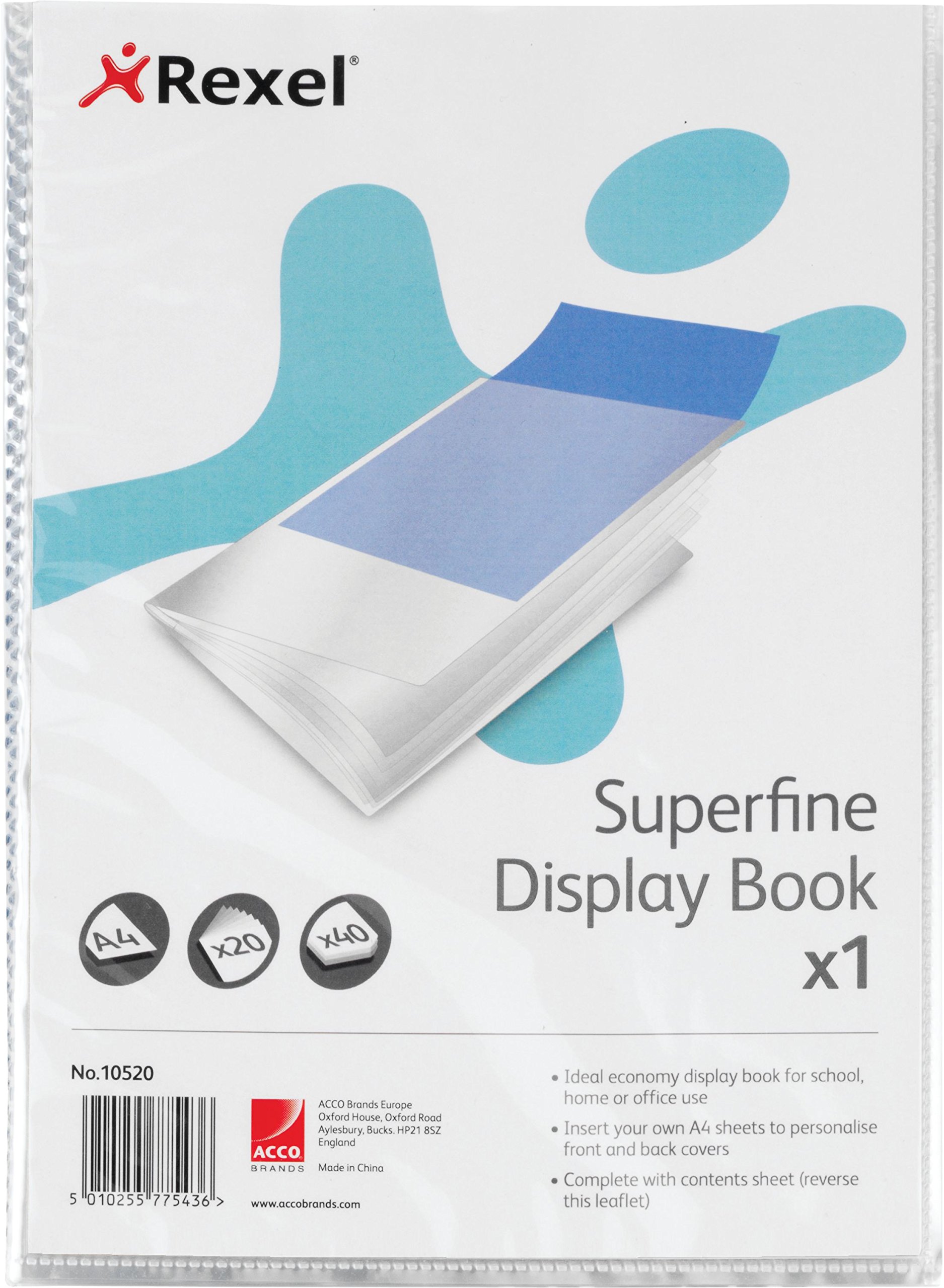 Rexel Superfine Display Book 20 Sheets A4 Clear