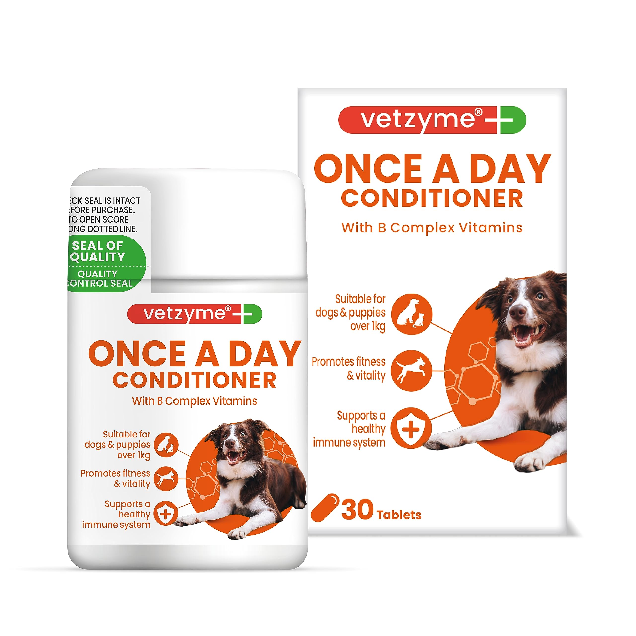 Vetzyme Once A Day Conditioning Tablets for Dogs (30 Tablets) - With B Complex Vitamins to Promote Fitness and Support a Healthy Immune System