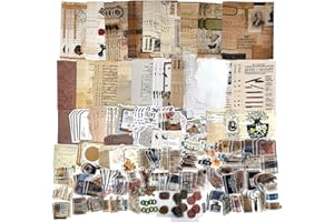 ESWENY 260PCS Vintage Journaling Scrapbooking Supplies Scrapbook Sticker Paper Ephemera Pack for Bullet Junk Journal Planners Collage Craft Notebooks Album (Pen Ink and Letter)