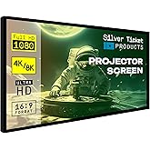 Silver Ticket Products STR Series 6 Piece White 1.1 Gain 120" Diagonal 16:9 Format Projection Screen, Aluminum Frame, Wall Mo