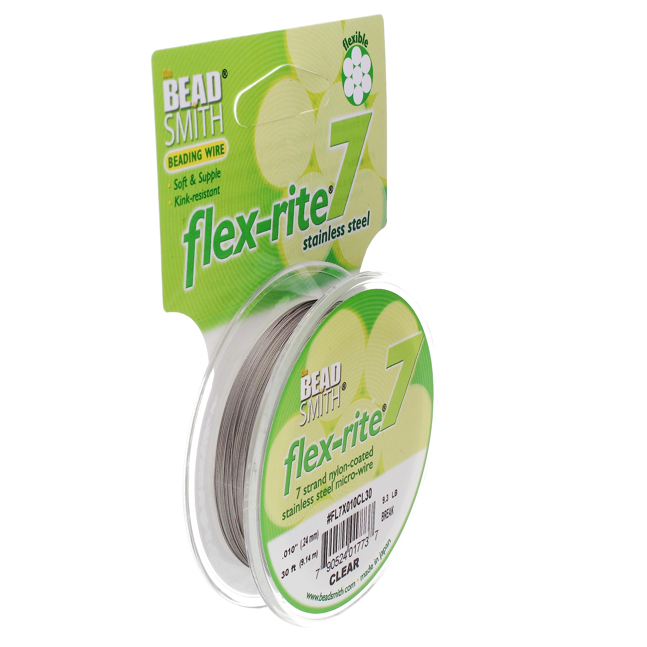 The Beadsmith Flex-Rite 7-Strand Stainless Steel Beading Wire, Nylon Coated, Clear - 30 Ft, 0.012 Inch, 9.3 Lb Break, Part Number FLEXRITE-7-STRANDS — image 1