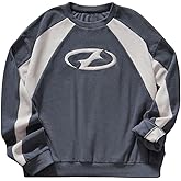 COZYEASE Men's Graphic Crewneck Sweatshirt Color Block Long Sleeve Thermal Pullover Tops Streetwear