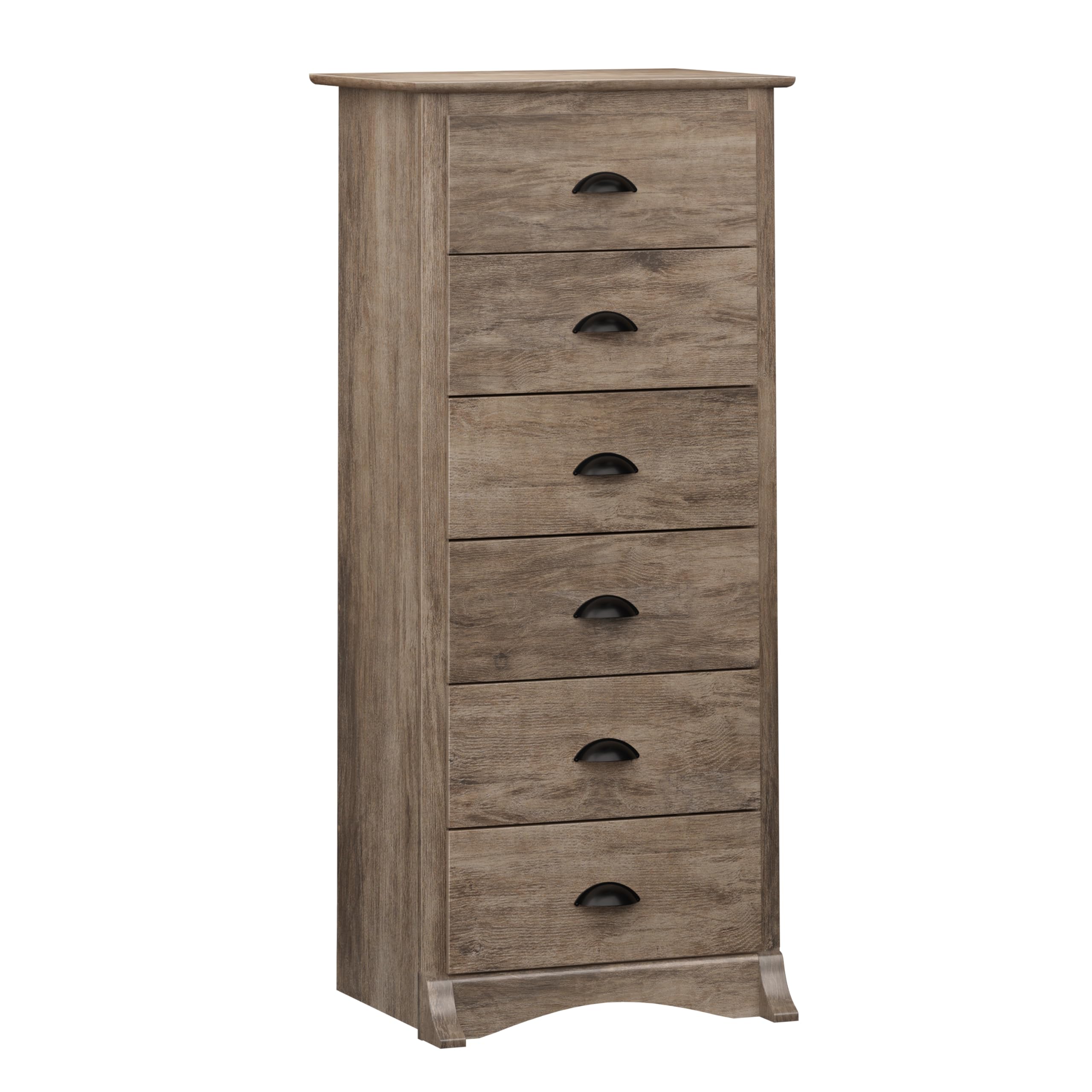 Photo 1 of (FOR PARTS/ DAMAGED) Prepac Salt Spring Rustic 6-Drawer Tall Dresser for Bedroom, Farmhouse Dresser Chest of Drawers 19" D x 23.25" W x 52.75" H, Drifted Gray, DDC-2354