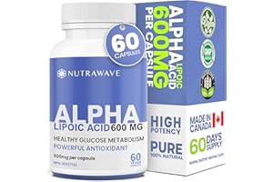 Nutrawave 600mg Alpha Lipoic Acid Capsules, ALA Neuropathy Supplements for Improved Glucose Metabolism. Powerful Source of An