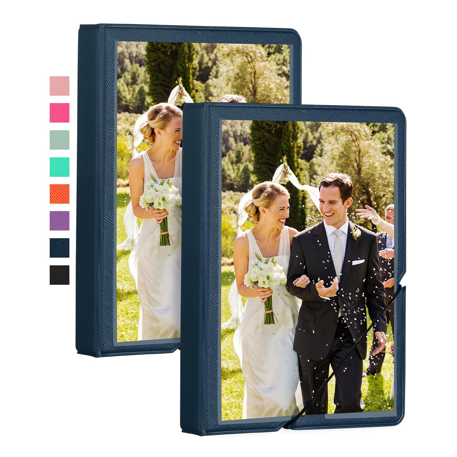 Photo 1 of Lifting 2 Pack Small Plastic Photo Book Album with Customizable Cover - 4 x 6, 28 Pockets - Mini Picture Album for Family Wedding Anniversary, Baby, Vacation (Marine Blue)