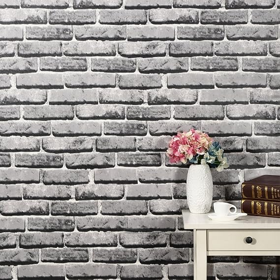 Blooming Wall 1022 Prepasted Painted White Brick Stone Peel and Stick