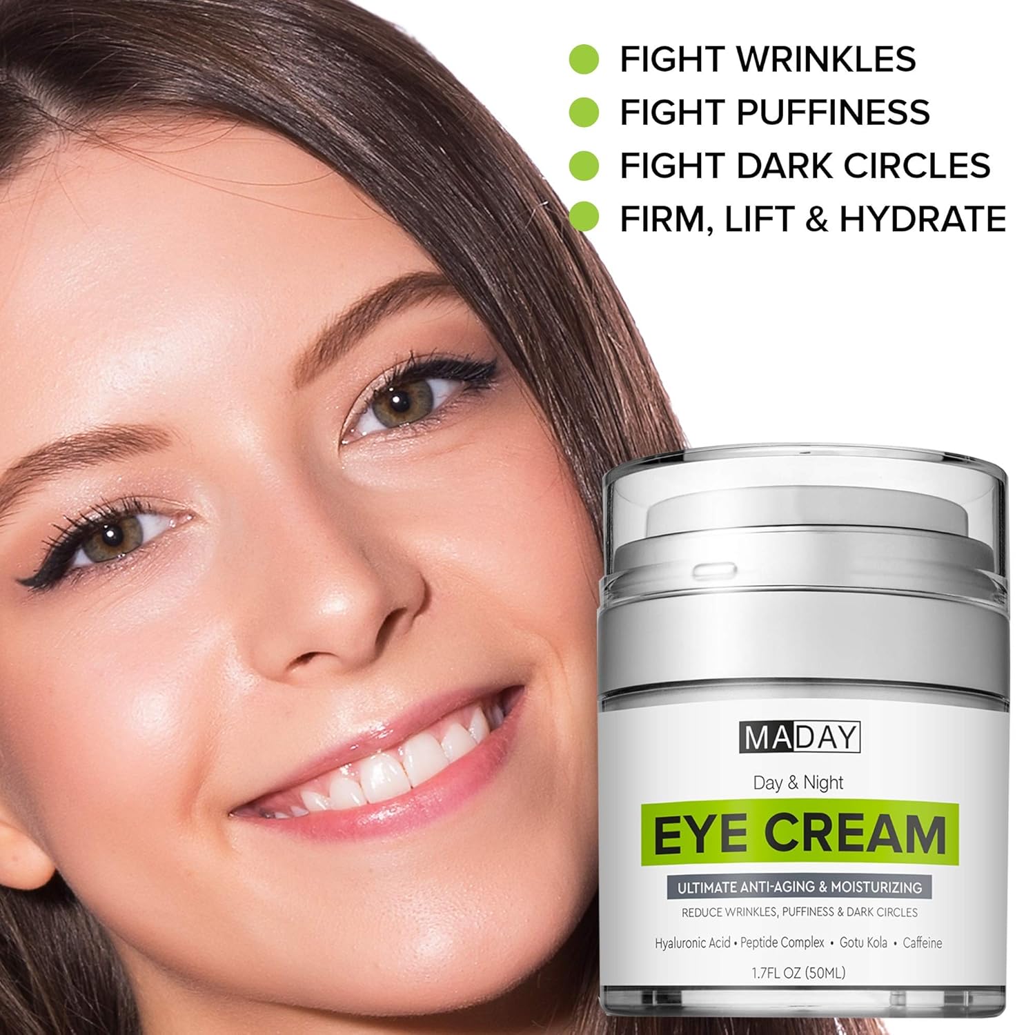 Eye Cream - Reduce Dark Circles, Puffiness and Under Eye Bags - Effective Anti-Wrinkles Treatment - Anti-Aging Eye Gel with Hyaluronic Acid, Gotu Kola Extract, Caffeine - Refreshing Eye serum: Beauty