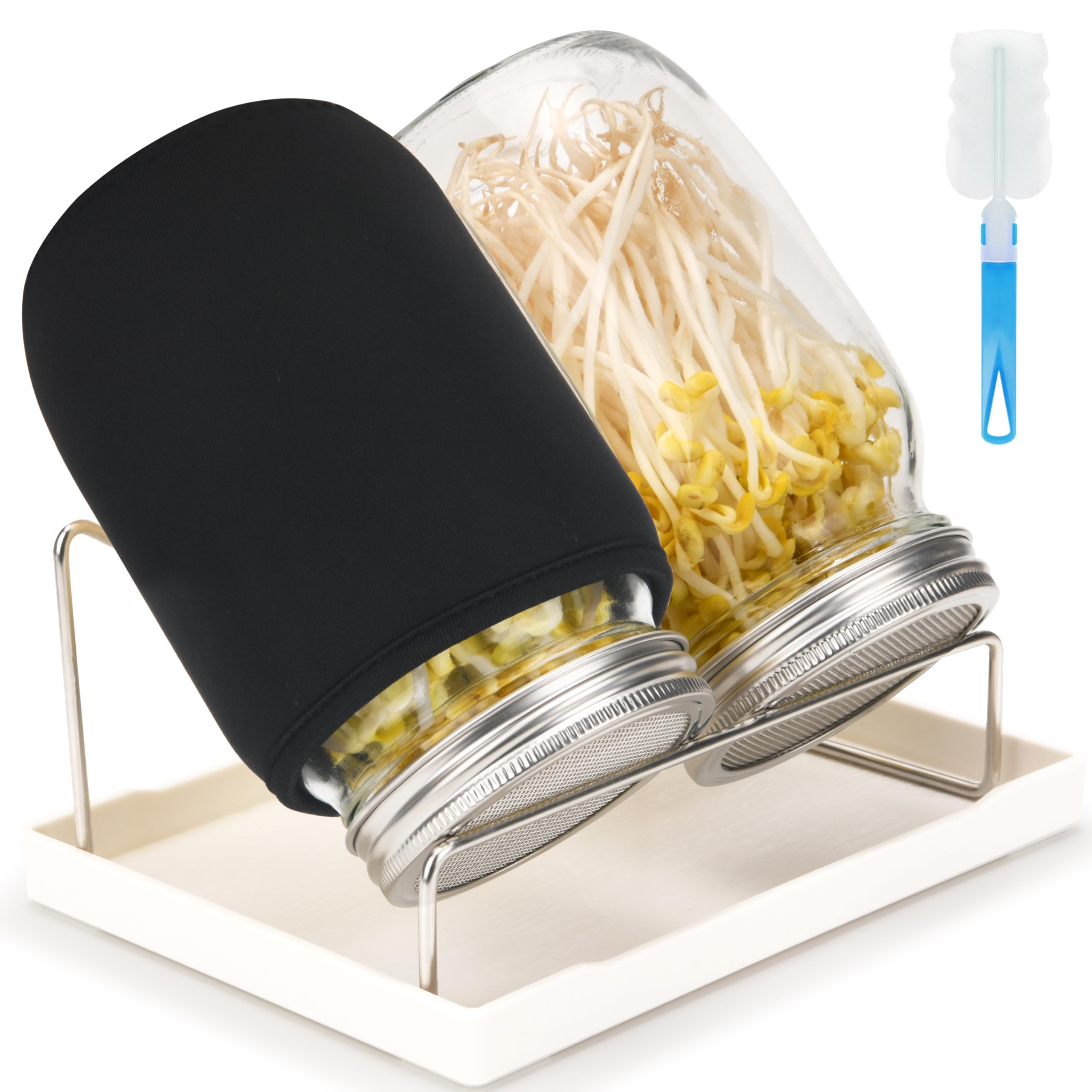 Photo 1 of ? [Large Size] 68oz Sprouting Kit, 2 Sprouting Jar Kits, Wide Mouth Jars with Stainless Steel Screen Sprout Lid, 2000ml Sprouts Growing Kit, Seed Sprouter Set for Growing Broccoli, Bean, Alfalfa ?