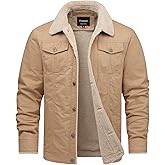 Fuwenni Men's Winter Sherpa Lined Fleece Military Cargo Jacket Cotton Outerwear Jacket Coat