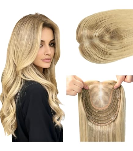 Human Hair Clip-In Topper, Glueless Integrated Top Piece, 6-8 Inch Length Hot New Real Toppers for Women - Natural Look Clip-In Top  main image 4