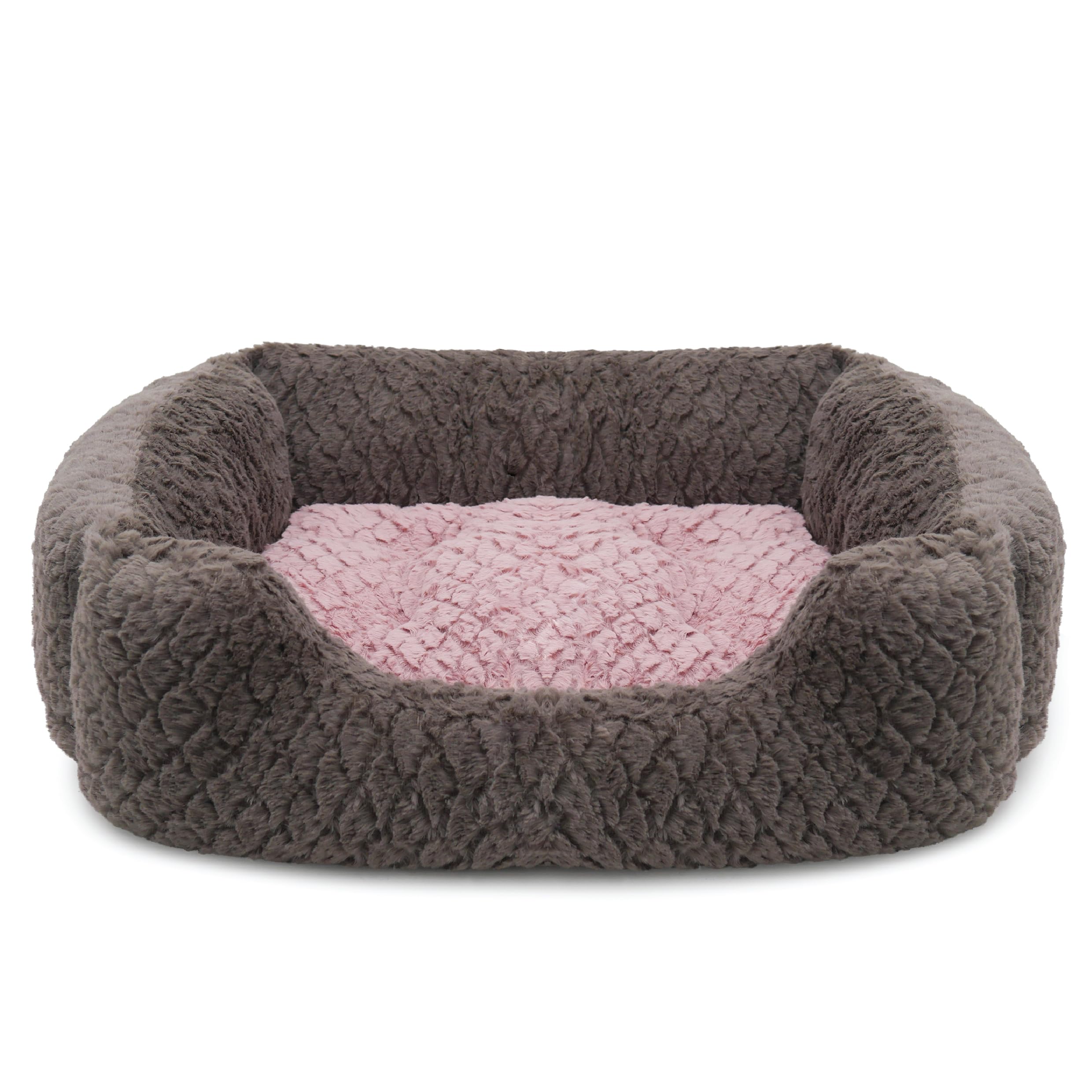 Rosewood Grey & Pink Square Dog Bed, Small