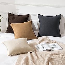 MIULEE Decorative Linen Euro Sham Pillow Covers