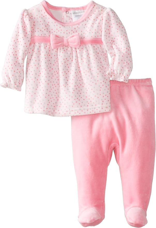 ABSORBA BabyGirls Newborn G Velour Bow Multi Dot Footed