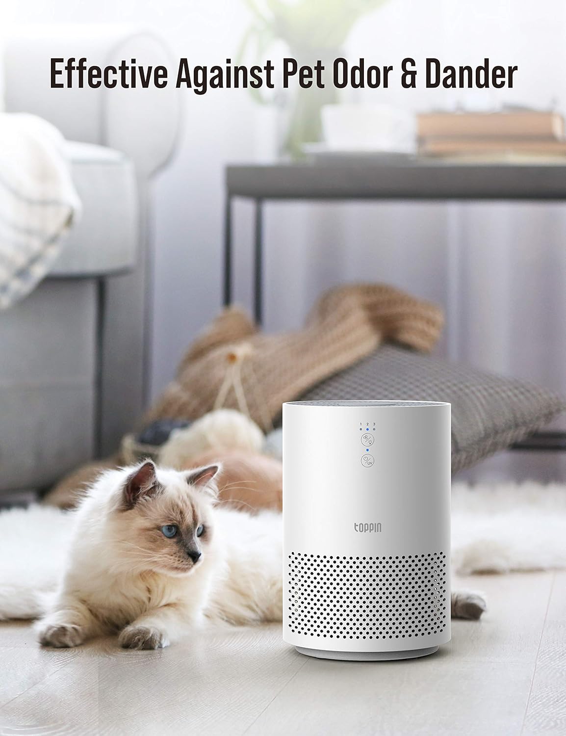 TOPPIN HEPA Air Purifiers for Home Bedroom UV Light Pet Hair Dander Pollen Smoke Dust Airborne Contaminants Odors Home Air Cleaner with Filter Night Light: Kitchen & Dining