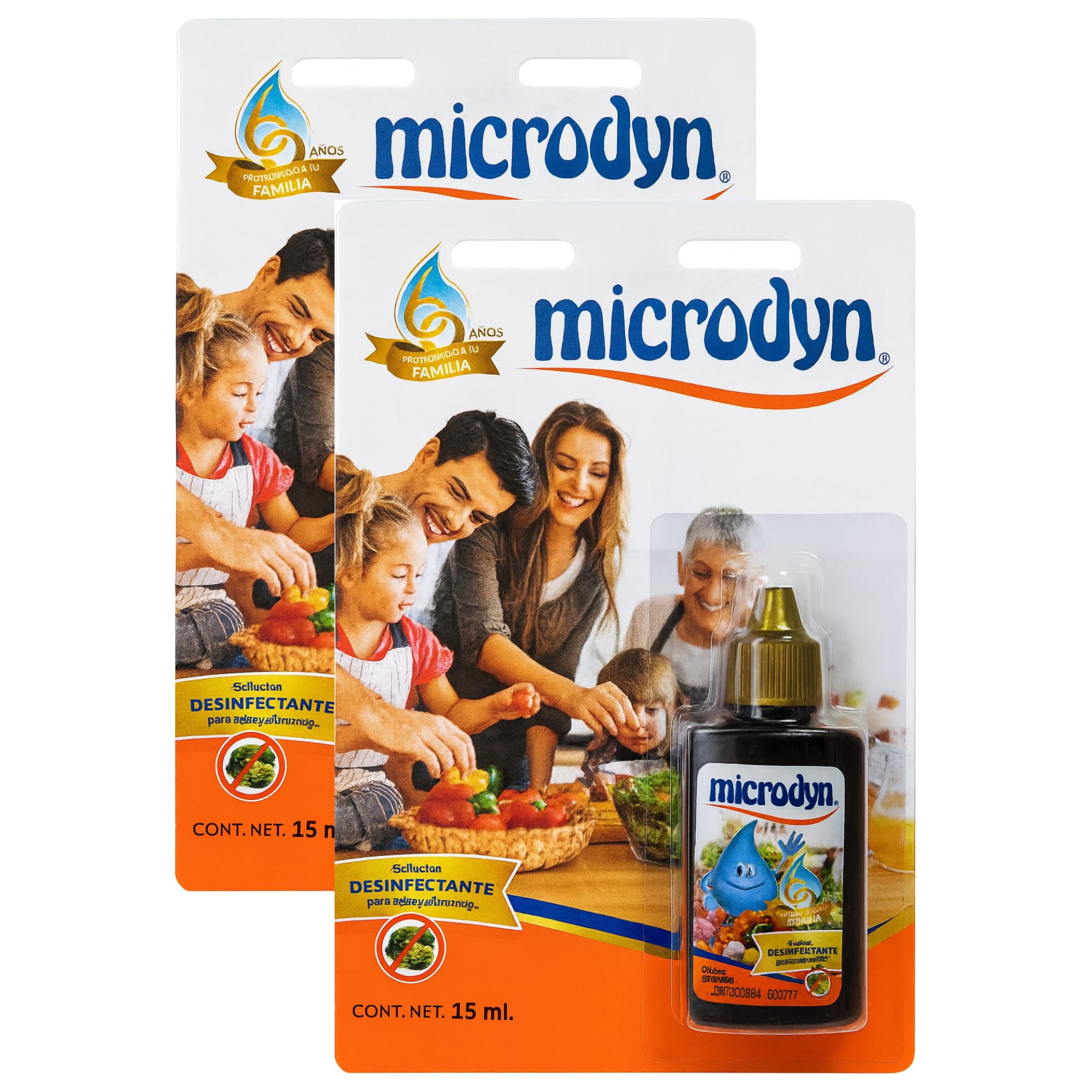 Microdyn Fruit and Vegetable Wash Solution with Ionized Silver, Non-Toxic, Iodine-Free, Odorless & Flavorless, 15 mL 2 Pack