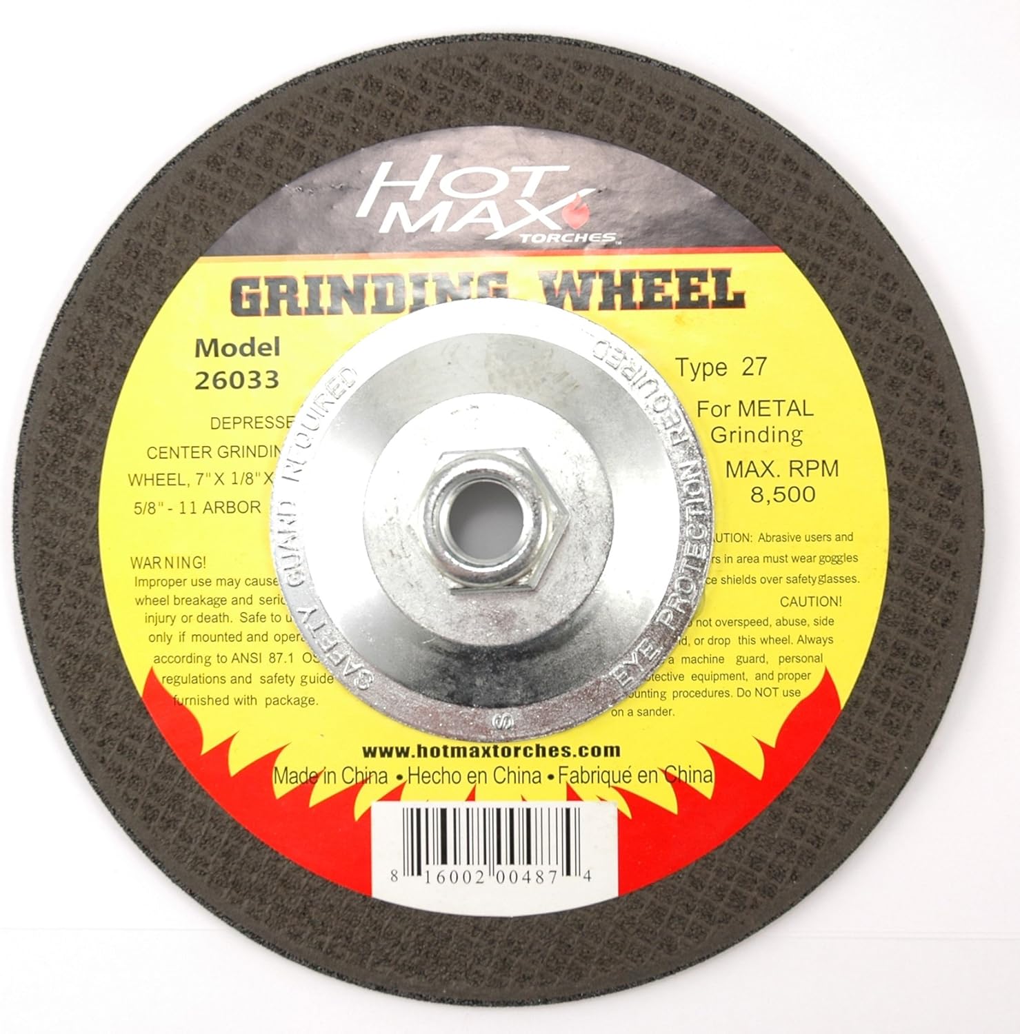 Hot Max 26033 7 Inch Grinding Wheel With Hubs 1 8 Inch Thickness 5 8 Inch Arbor 11nc Type 27 Bench And Pedestal Grinding Wheels Amazon Com