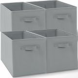 Amazing Tour 4 PCS Cube Storage Boxes 33x38x33 Foldable Fabric Handles Gray