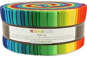 Robert Kaufman Kona Cotton Solids New Classic Palette Jelly Roll Up, 41 2.5x44-inch Cotton Fabric Strips