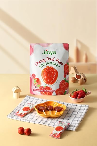 CHEWY STRAWBERRY FRUIT POPS – PURE, NATURAL SNACK WITH HAWTHORN & FREEZE-DRIED STRAWBERRIES- NO ARTIFICIAL COLORS OR FLAVORS, 100% GENUINE FRUIT BLISS (132G, STRAWBERRY)