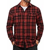 COOFANDY Mens Flannel Shirts Long Sleeve Plaid Button Down Shirt Cotton Casual Work Shirts with Pockets