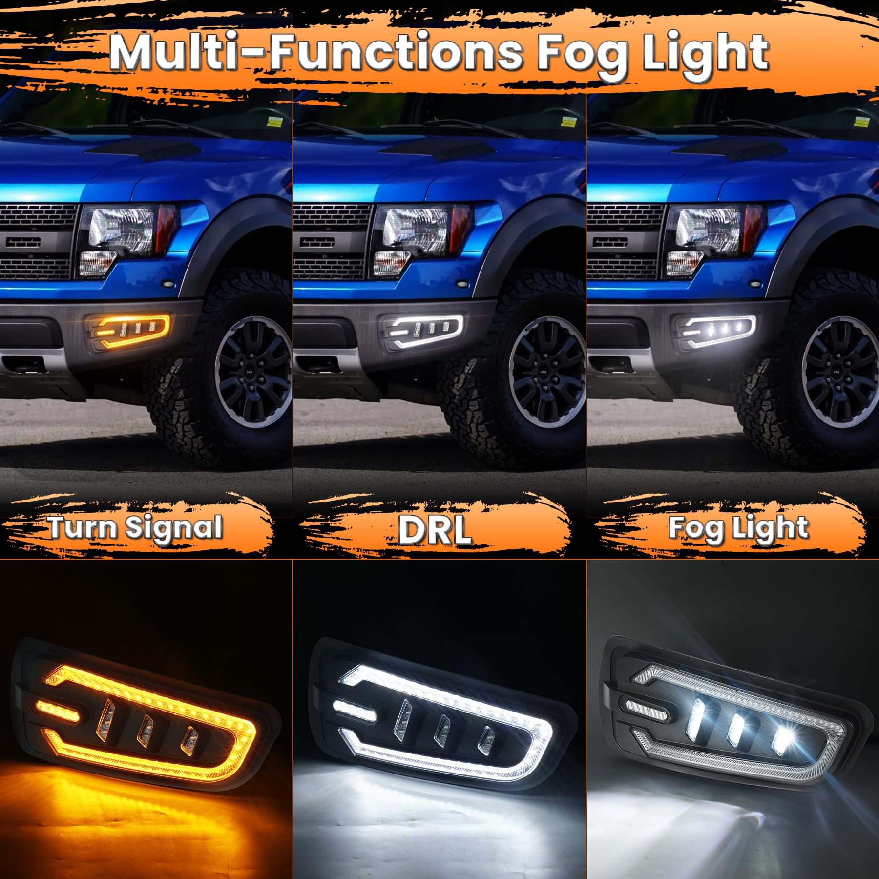 Mua MOVOTOR LED Fog Lights with White DRL Amber Turn Signal Bumper Fog ...