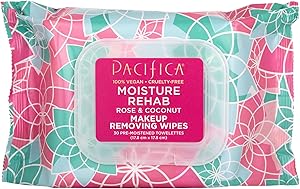 Pacifica Beauty, Moisture Rehab Makeup Removing Wipes, Daily Cleansing, Rose, Coconut Water, Calendula, Aloe, Clean Skin Care