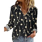 Zeagoo Blouse for Women Dressy Long Sleeve Button Down Shirts Business Casual Outfit Lightweight Solid/Printed Tops