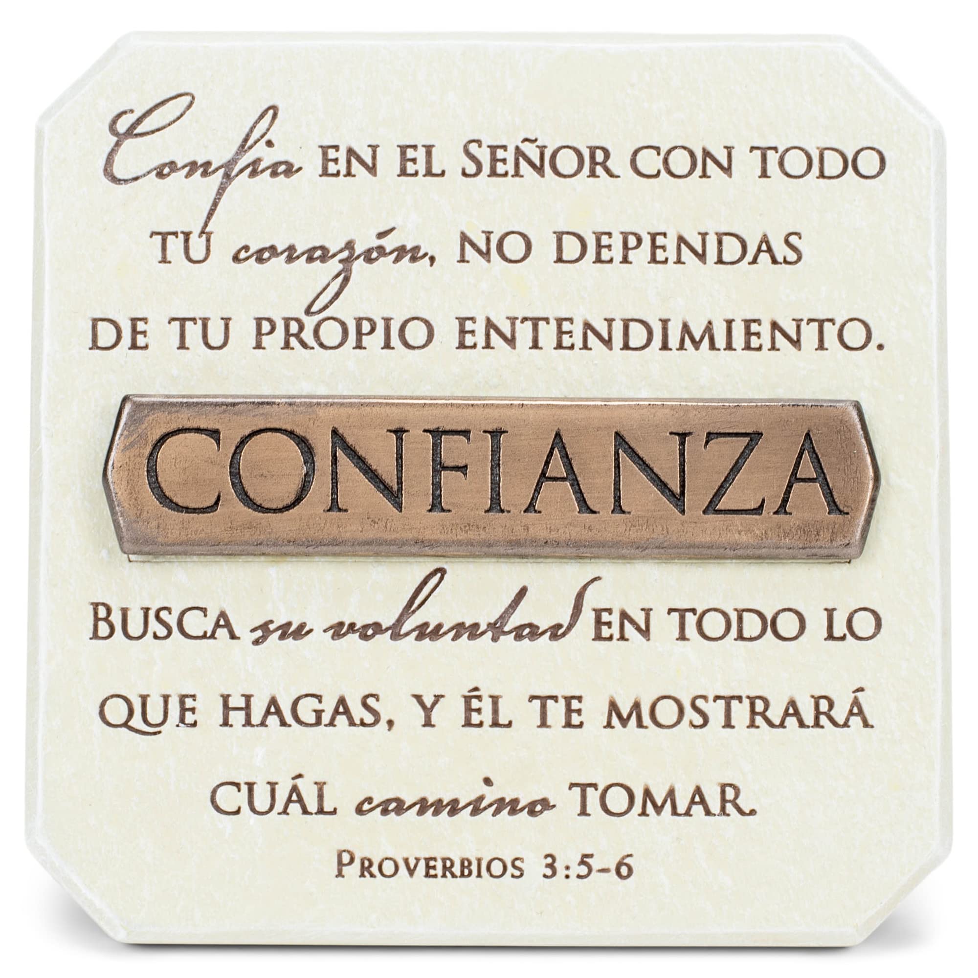 Photo 1 of Lighthouse Christian Products Confianza (Trust) Sandstone 3.75 x 3.75 Cast Stone Bronze Title Bar Plaque