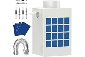 HOOMESUN Indoor Dryer Vent Kit, Dryer Vent Box for Electric Dryer, Safety Vent Flap, Indoor Dryer Vent for Electric Dryer with Screen Filter, Polyester Filters, Dryer Vent Hose