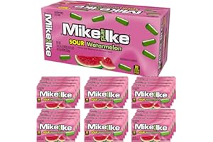 THE HAMPTON CANDY COMPANY Mike and Ike Sour Watermelon Candy, 0.78 Ounce Box (Pack of 24), Chewy Candy, Vending Machine Candy, Green Candy