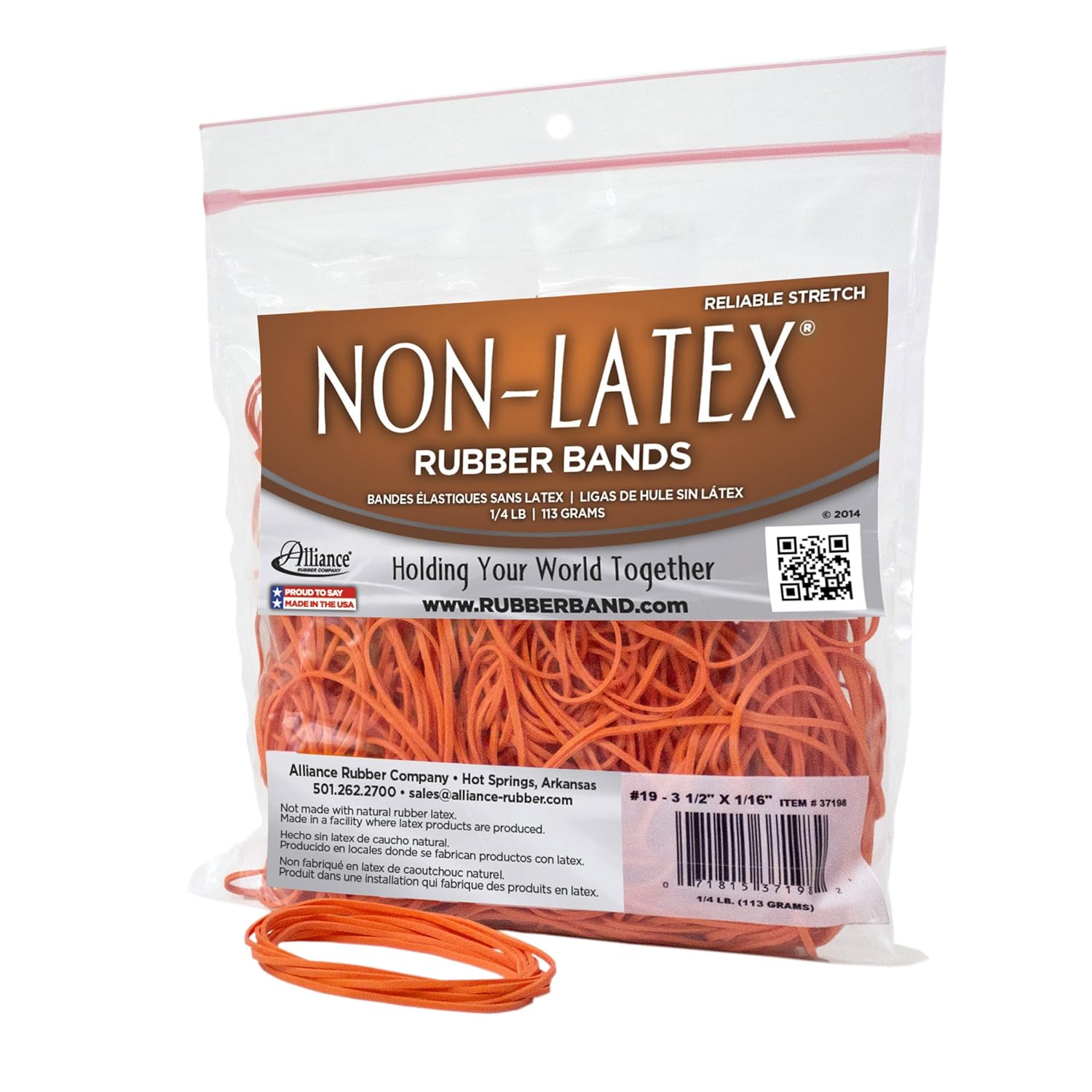 Rubber Bands Office Products Size 19 37198 Alliance NonLatex Rubber