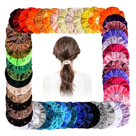 Beosca Velvet Hair Scrunchies 50pcs Colorful Elastic Hair