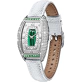T-ENGINE Luxury Women's Watch with Diamond Inlay, Multi-Colored Zircon Accents, Sapphire Glass Face, Genuine Leather Strap - Elegant Women's Wrist Watch