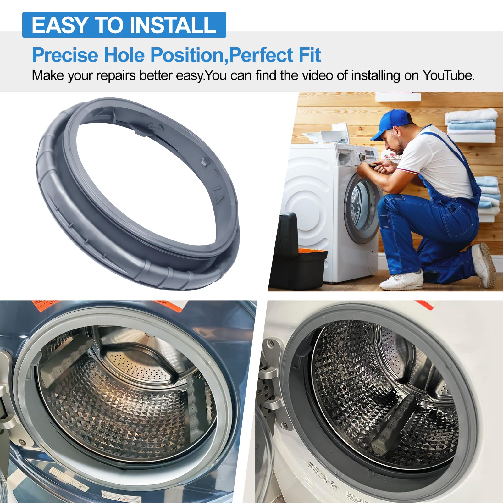 Upgraded DC97-16140P Washer Door Seal Compatible with Samsung Washer Seal Replacement Parts,DC97-19755A Washer Door Boot WF45M5500AZ/A5, WF45M5500AP/A5, WF45K6200AW/A2, WF45N5300AW/US Door Seal Gasket