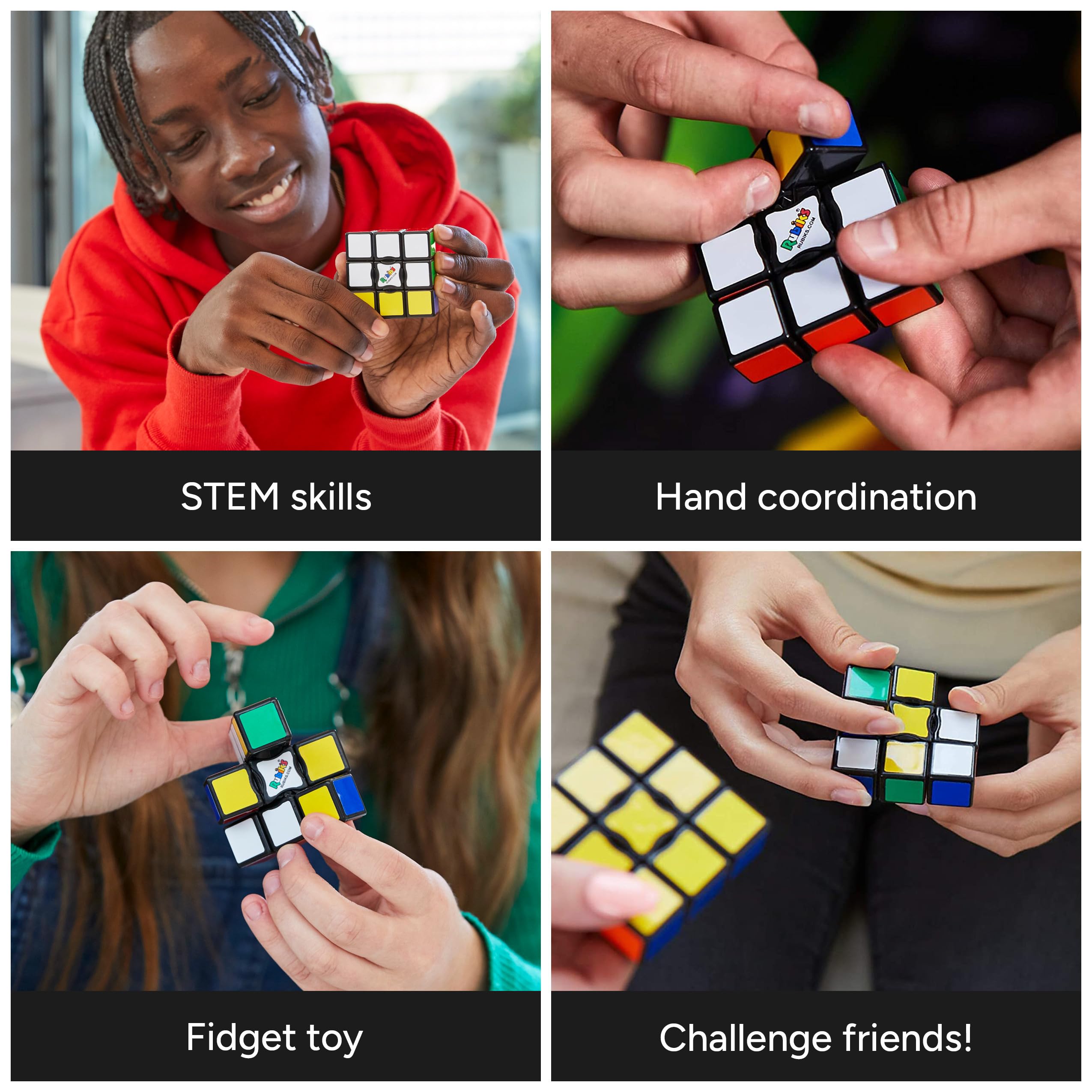 Rubik’s Cube, Edge, 3x3x1 Cube for Beginners, Single Layer Puzzle Problem-Solving STEM Toy, Problem-Solving Brain Teaser, Classic Color-Matching Puzzle, Fidget Toy, Stocking Stuffers for Ages 8 & Up