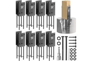 AECXM 4"x4" (Actually 3.5"x3.5") Heavy Duty U-Shaped Fence Post Holder Bracket, Wet Concrete Post Bracket, for Deck railings, Fences, mailboxes, gazebos Wet Concrete Foundation Support (Black-8Pack)