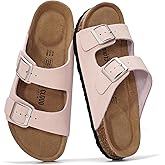 Project Cloud 100% Genuine Leather Flat Sandals For Women 2026 Cork Footbed Womens Sandals with Memory Foam and arch support Vacation Essentials Slides for Women Footwear (Venita)