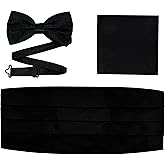 Men's Formal Cummerbund, Bow Tie, and Pocket Square Set