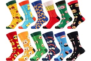 WeciBor Men's Dress Funny Crazy Colorful Novelty Combed Cotton Crew Socks 12 Pack - Size 7-10/10-13/13-15