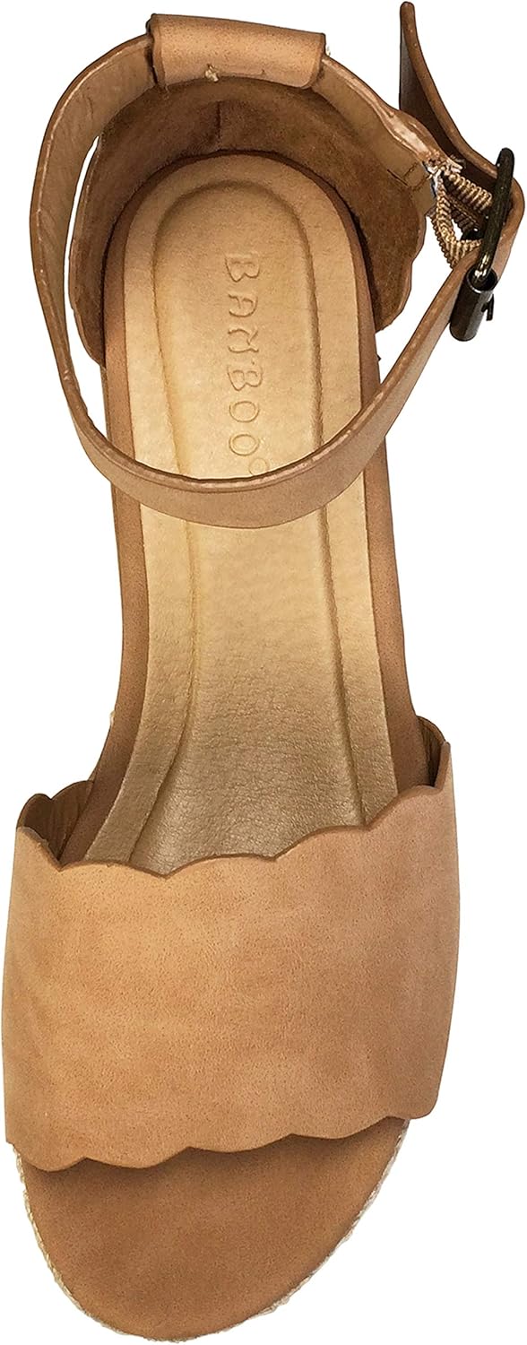 bamboo scallop espadrille tan womens platform sandals