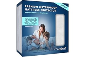 UltraBlock Queen Waterproof Mattress Cover, White, 15-18" Deep Pockets, Breathable, Noiseless, Vinyl Free